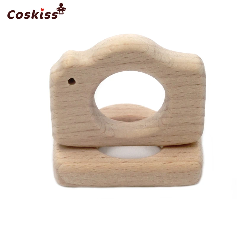 Mordedor de madera Natural hecho a mano para beb&eacute;, c&aacute;mara de madera de haya, colgante personalizado, respetuoso con el medio ambiente, seguro-3