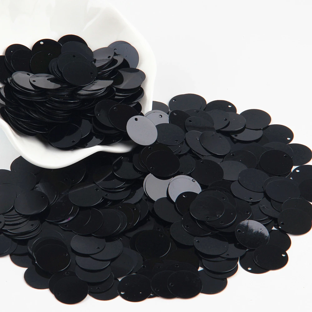 15mm black Блестка черная блестка 3 мм-30 мм ПВХ Плоская Круглая тусклая полированная тесьма с пайетками для шитья свадьбы ремесло Женская одежда Аксессуары - Цвет: 15mm black