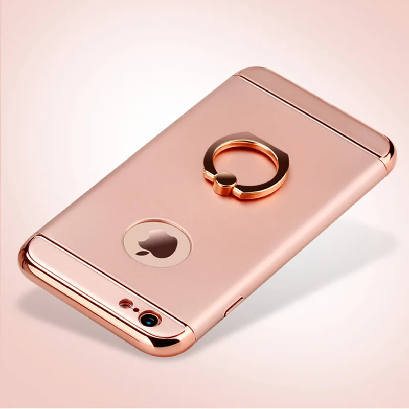 Роскошный lovecom гальванический чехол с кольцом для пальца для iPhone 7, 8, 6, 6S Plus, X, 5, 5S, SE, подставка, держатель, полный корпус, Жесткий ПК, задняя крышка для телефона