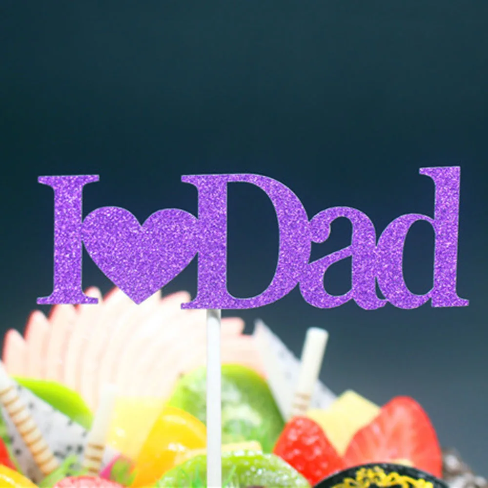 Purple Dad Торт Топпер для День рождения украшения я люблю папу я люблю маму буквенные формы наилучший флаг украсить для поставок свадьбы - Цвет: Purple Dad