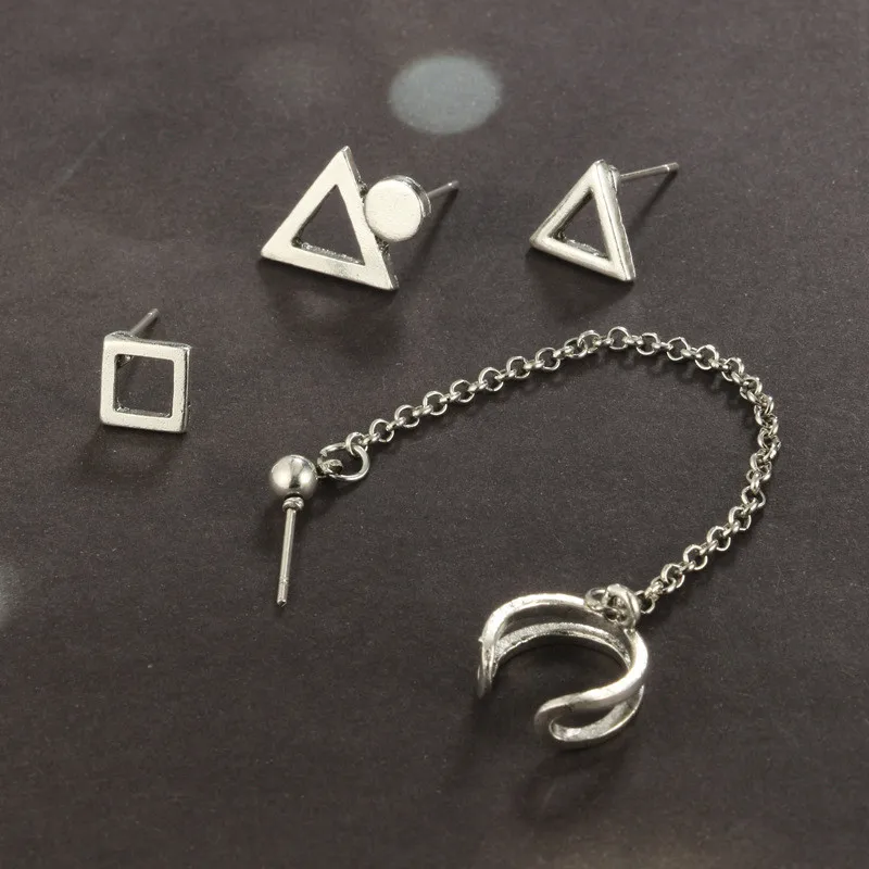 Серьги подвески серебряного цвета 4 шт.|Серьги-клипсы| |