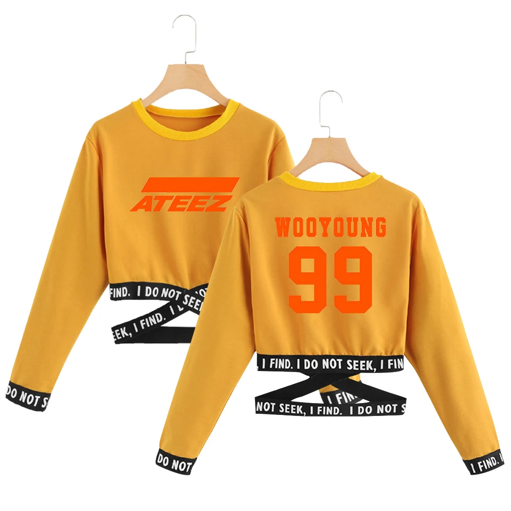 ATEEZ kpop укороченная толстовка с круглым вырезом модные короткие толстовки сексуальный пуловер в стиле хип-хоп с принтом оверсайз ATEEZ сексуальная одежда для женщин