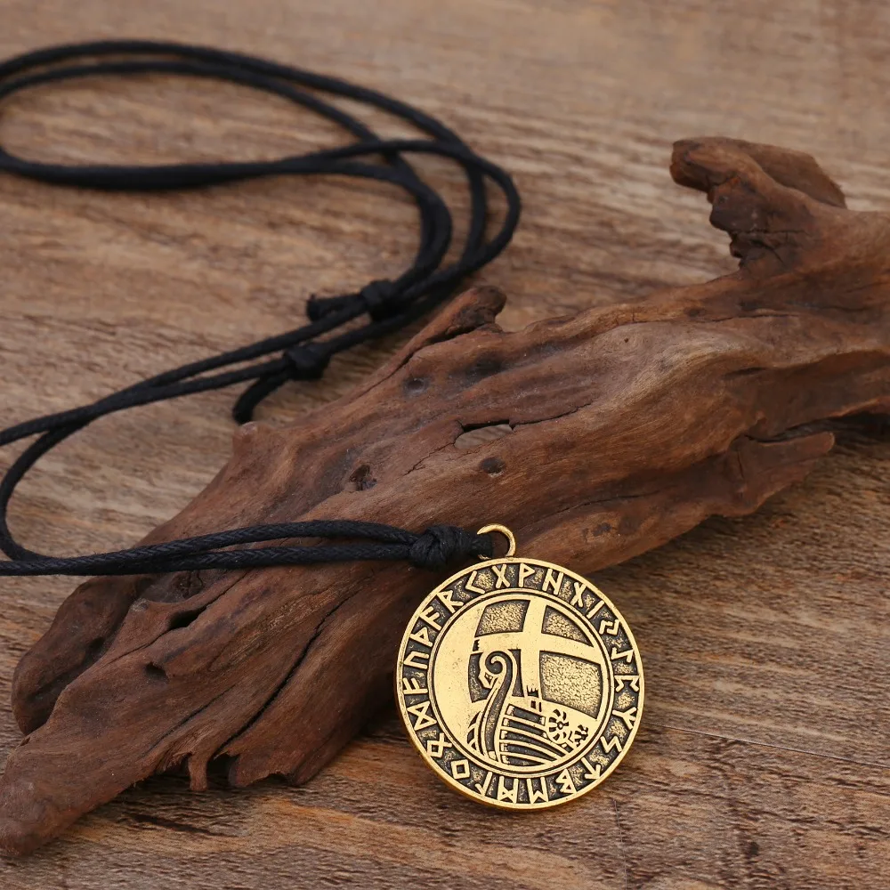 Dawapara Viking Runes Jewelry Supernatural Amulet Antique Necklace Men Round Pendant | Украшения и аксессуары