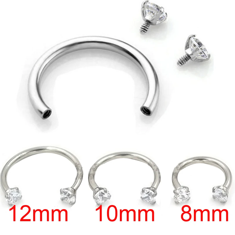 

Круглая циркониевая штанга из нержавеющей стали с внутренней резьбой, кольцо для пирсинга, украшение для тела, обруч, 1 шт.