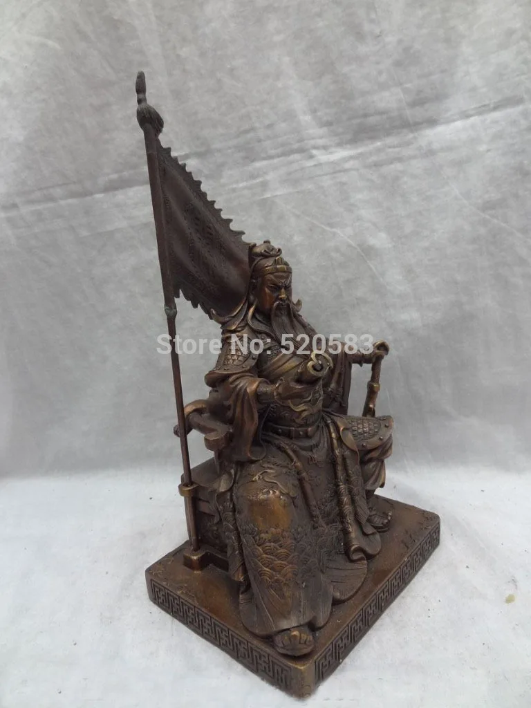 12&quot Chinese Bronze Dragon Head Warrior King Protect GuanGong GuanYu God Statue | Дом и сад