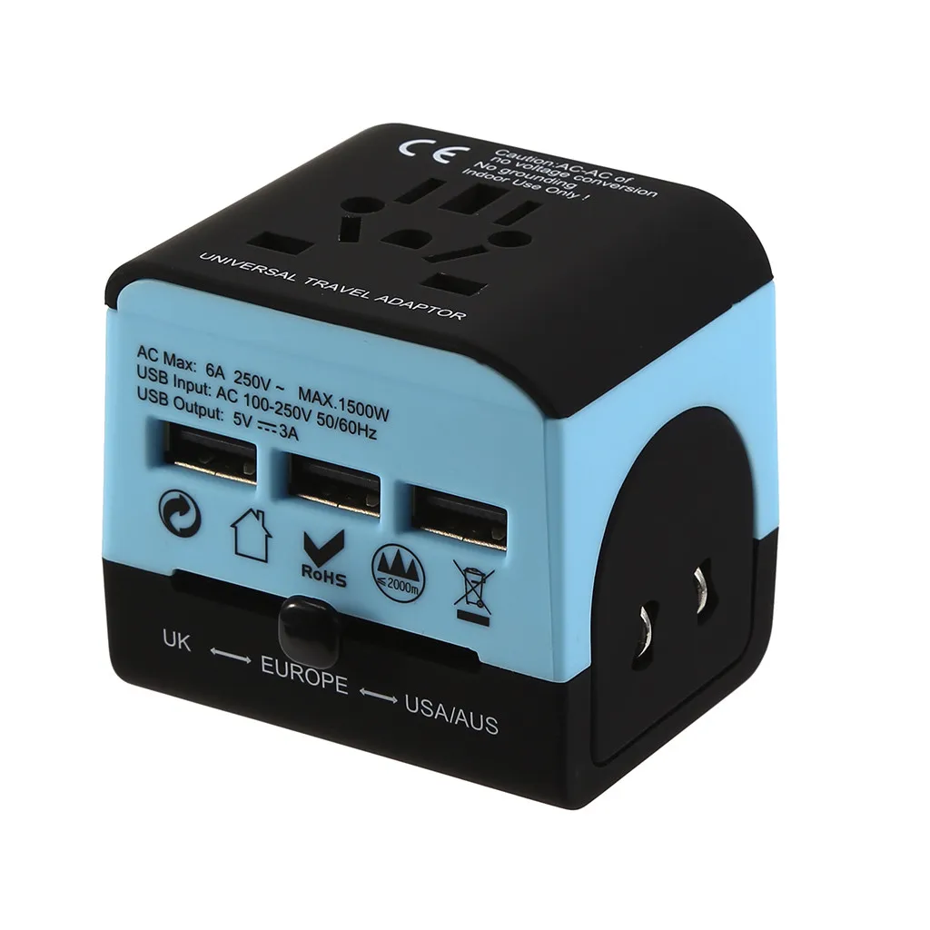 3 USB зарядное устройство со штекером питание от универсального адаптера путешествия Великобритании США ЕС AU адаптер настенные вилки электроприборов Розетки конвертер 56