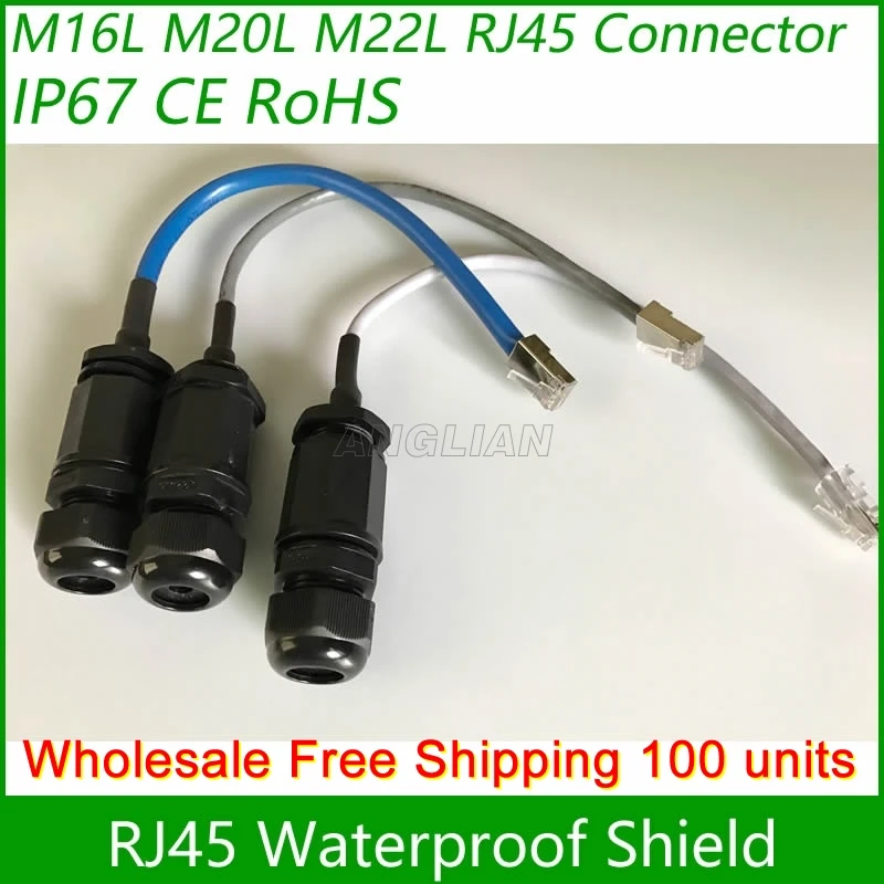Billig Kostenloser Versand Großhandel 100 Einheiten RJ45 Wasserdichten Stecker M20 Ethernet Interface M22 LAN Netzwerk Adapter CAT5E CAT6 Panel Montieren
