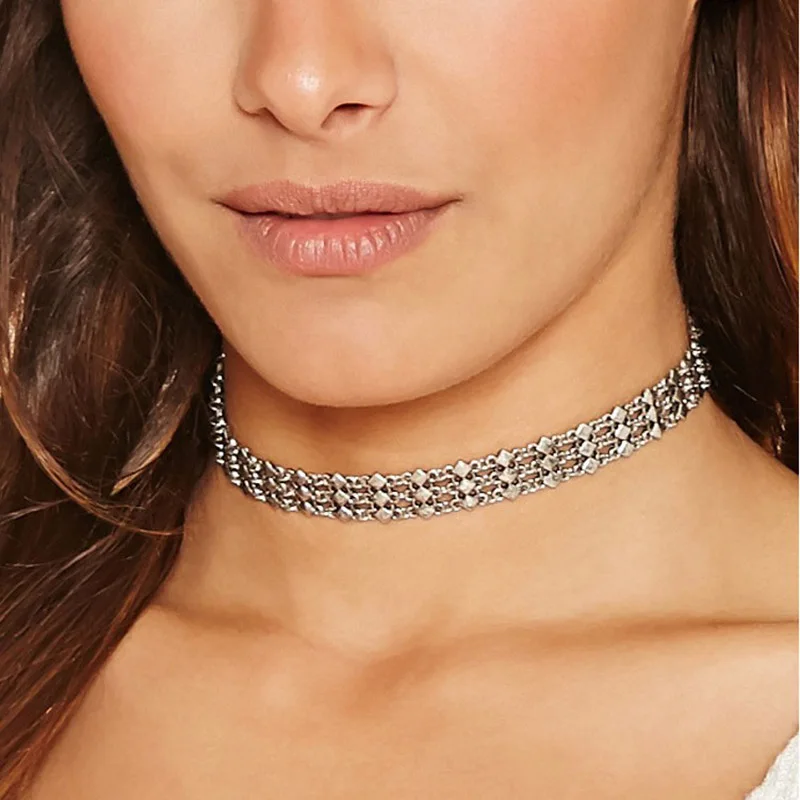 Богемные многослойные ожерелья Чокеры с квадратными звеньями для женщин