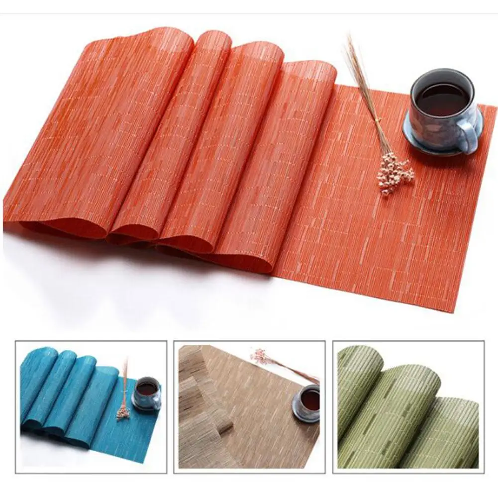 Adeeing ПВХ сплошной цвет Настольная дорожка имитация бамбукового зерна трикотажное покрытие стола украшения