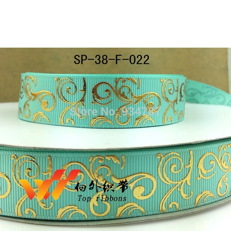 Бесплатная доставка 50 ярдов Золотая вихревая фольга печатная grosgrain лента sp-G-38 |