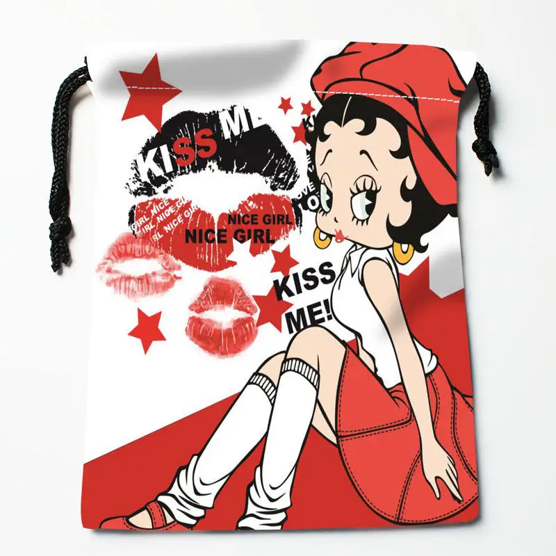 Высокое качество на заказ betty boop печать сумка для хранения с завязкой подарочные атласные сумки 27x35 см компрессионные сумки - Цвет: 9
