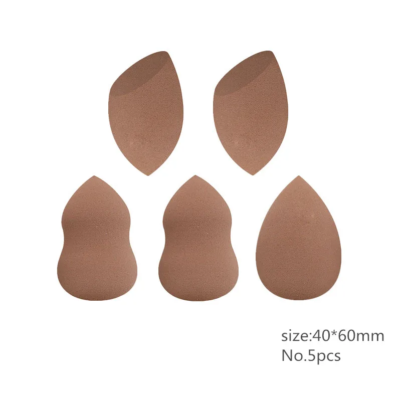 5PCS 1/3/5/6 шт. Кофе Цвет пуховка для нанесения основы под макияж губки косметическая губка для смешивания, порошок Гладкий макияж инструмент для девочек YA96 - Цвет: 5PCS