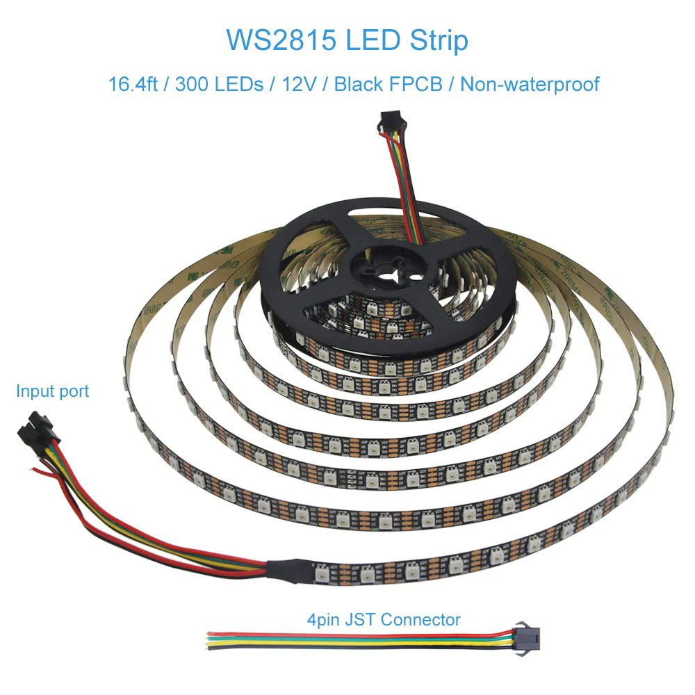 WS2815 (12V WS2812B) LED Dual-Signal 1m/5m 30/60/144 Pixels/Leds/m Individual Addressable 5050 RGB Flex Strip Light | Освещение