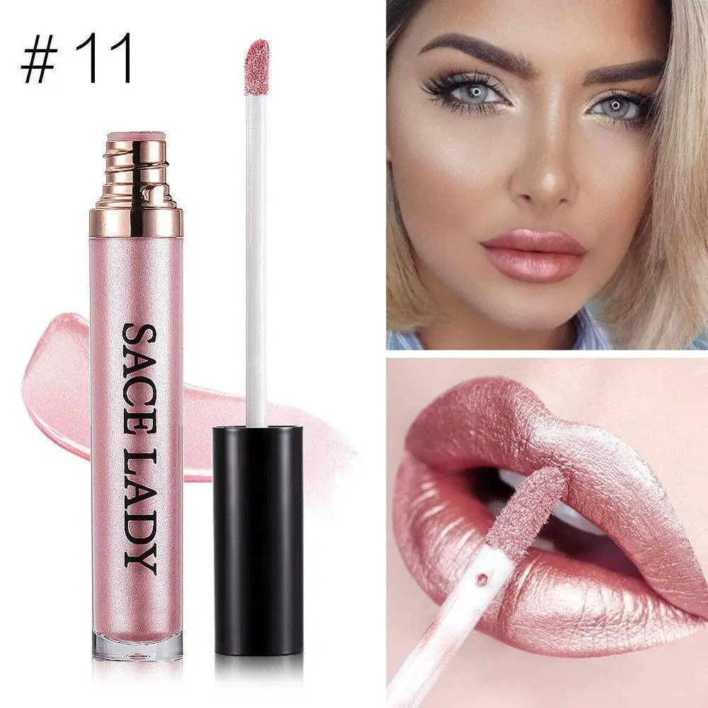11 Rose Gold SACE LADY блеск Губная помада макияж водонепроницаемый металлический блеск для губ оттенок Жидкий блеск для губ мерцающий макияж металлик пигмент косметика - Цвет: 11 Rose Gold