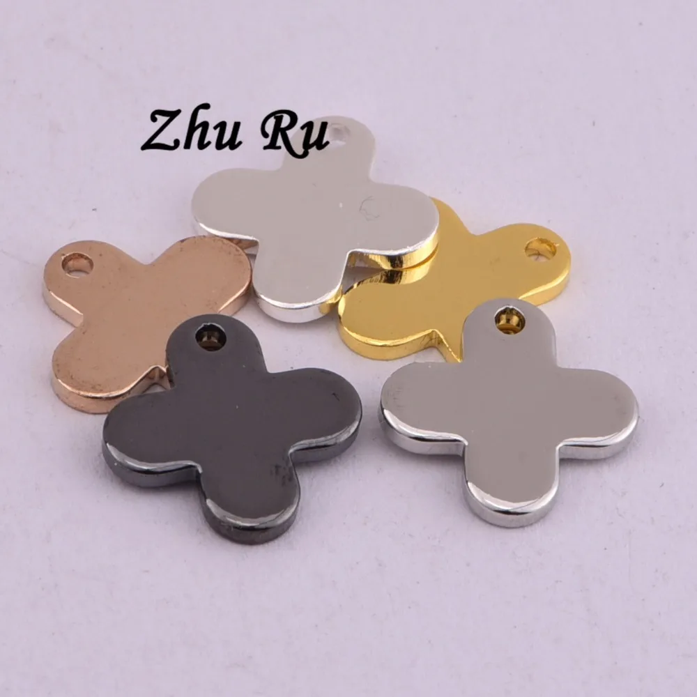 ZHU RU 10 шт./лот 12 5*10 4 мм медный Клевер четыре лепестка цветы ювелирные изделия