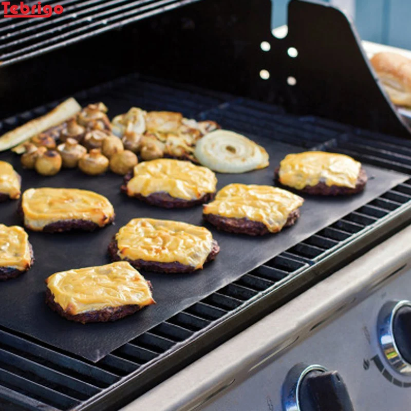 Tebrigo BBQ Grill Mat Non-stick 0.2mm Extra thick Baking Heat Resistant Grilling Reusable Easy to Clean | Дом и сад