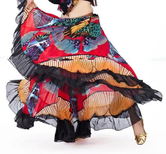 Skirt only 720 градусов цветочный принт Цыганская юбка танец живота племенная одежда танец живота костюм одежда фламенко - Цвет: Skirt only