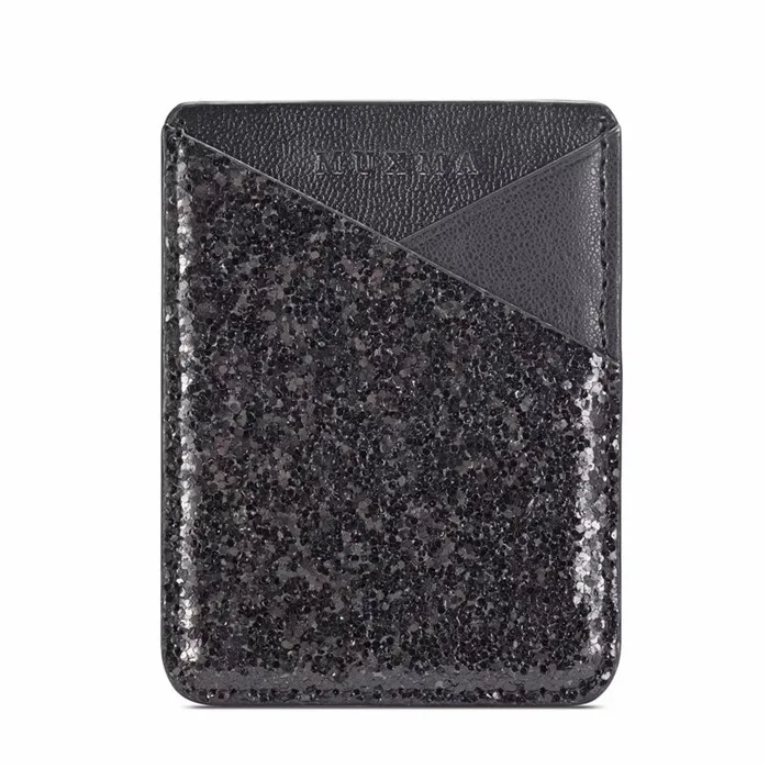 Задняя крышка Fundas Coque 3M клейкая блестящая наклейка ID Кредитная карта Карманный чехол держатель для iPhone samsung смартфон телефон сумка - Цвет: Black