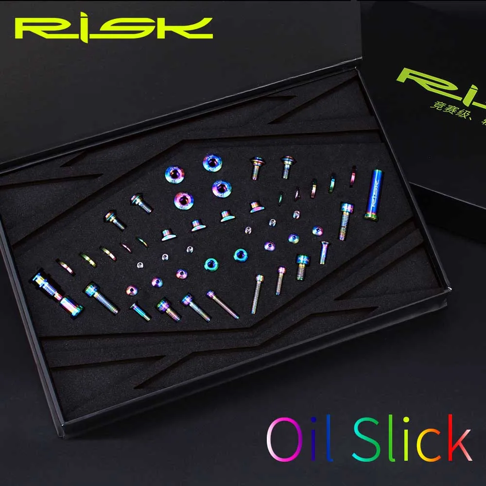 Oil slick Титановые винты для велосипеда R8000, набор болтов для велосипедной системы переключения передач Shimano Ultegra R8000, титановые винты, набор 49 шт., Ti болты - Цвет: Oil slick