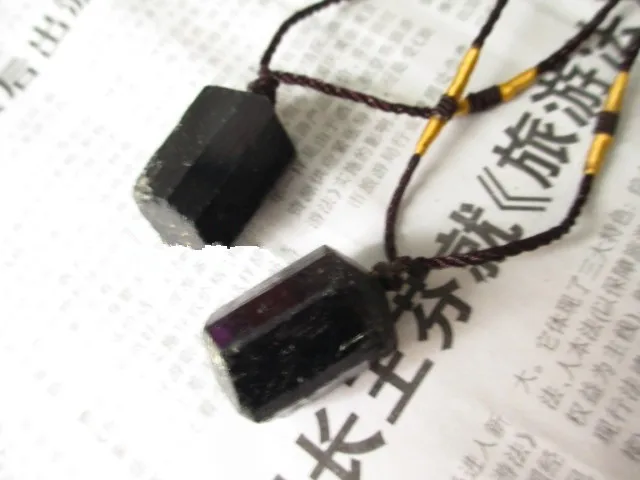 Необработанный черный турмалиновый кулон на шнурке ожерелье из турмалина