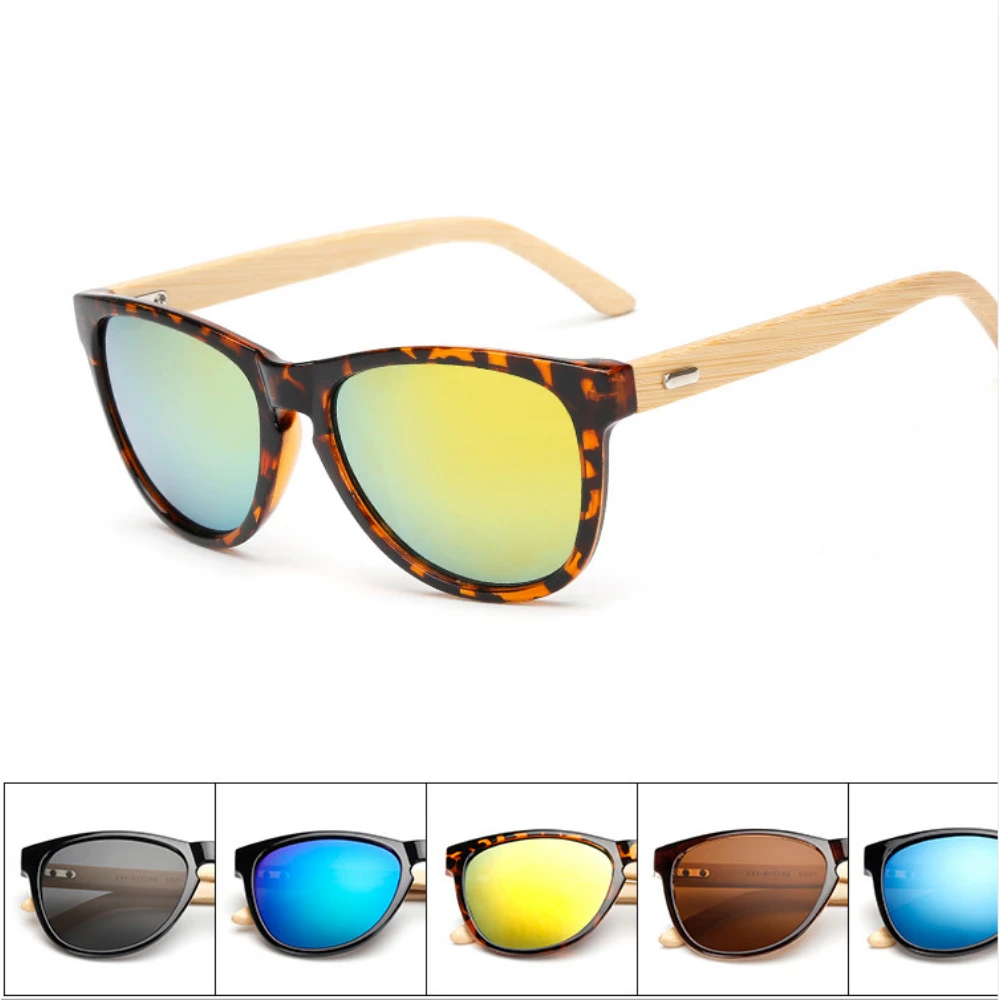 Для мужчин женщин ретро Винтаж оттенки негабаритных Bamboo очки металлический