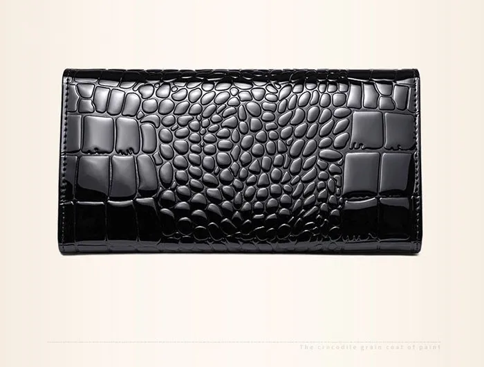 Fashion Genuine Leather Wallet Women Luxury Alligator Design Gold Leather Female Purse Clutch Bag Lady Wallets Long Wallet