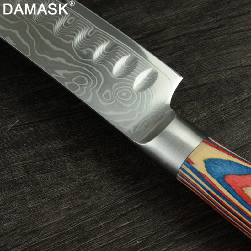 DAMASK Дамасские Ножи японский кухонный нож Pakka Деревянная ручка 67 слоев VG10
