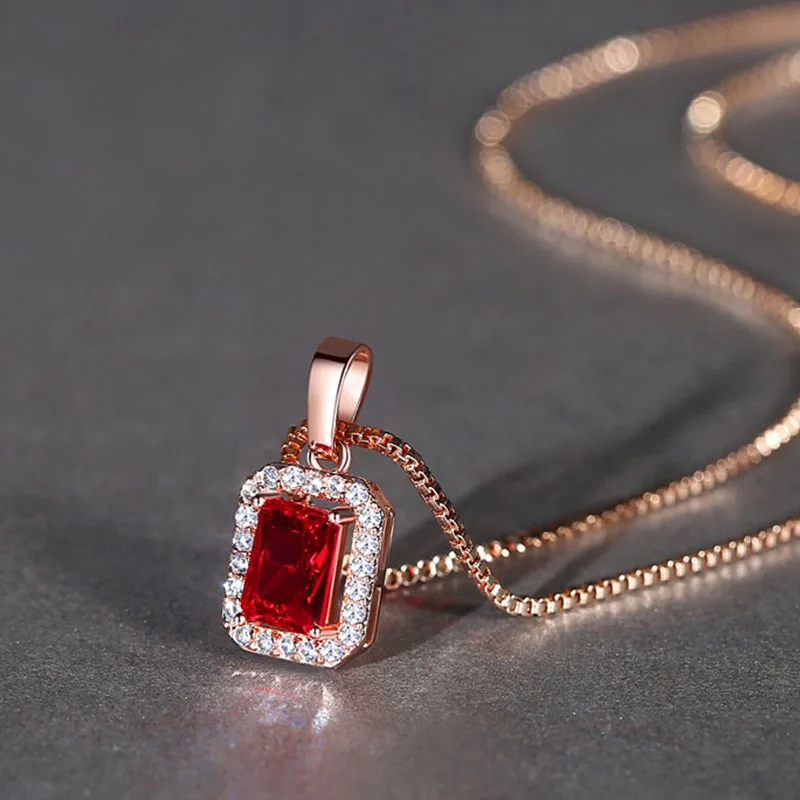 Новое поступление кристалл Красный кубический циркон камень кулон ожерелье