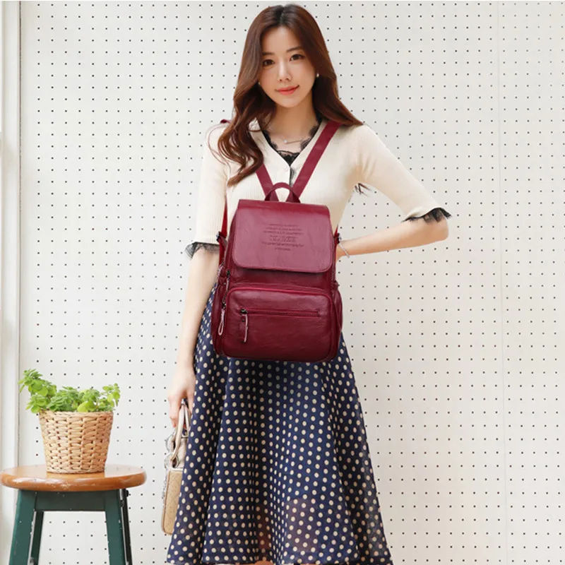

100% Genuine Leather Backpacks Vintage Female Travel Shoulder Bag Ladies Bagpack School Bags For Girls Women Backpack Mochilas