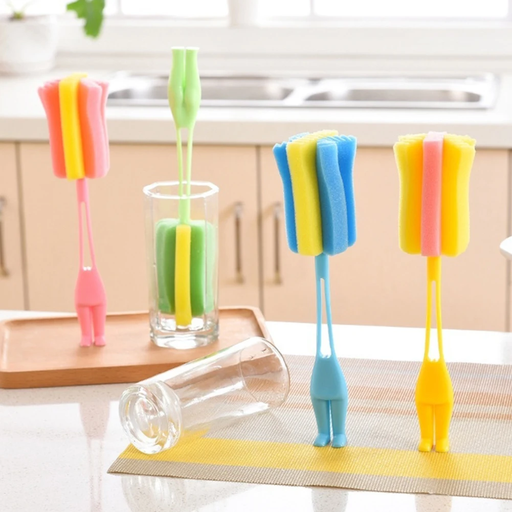 Hot Cute Standing Style Sponge Brush Milk Bottle Cup Washing Cleaning Kitchen Tool | Дом и сад