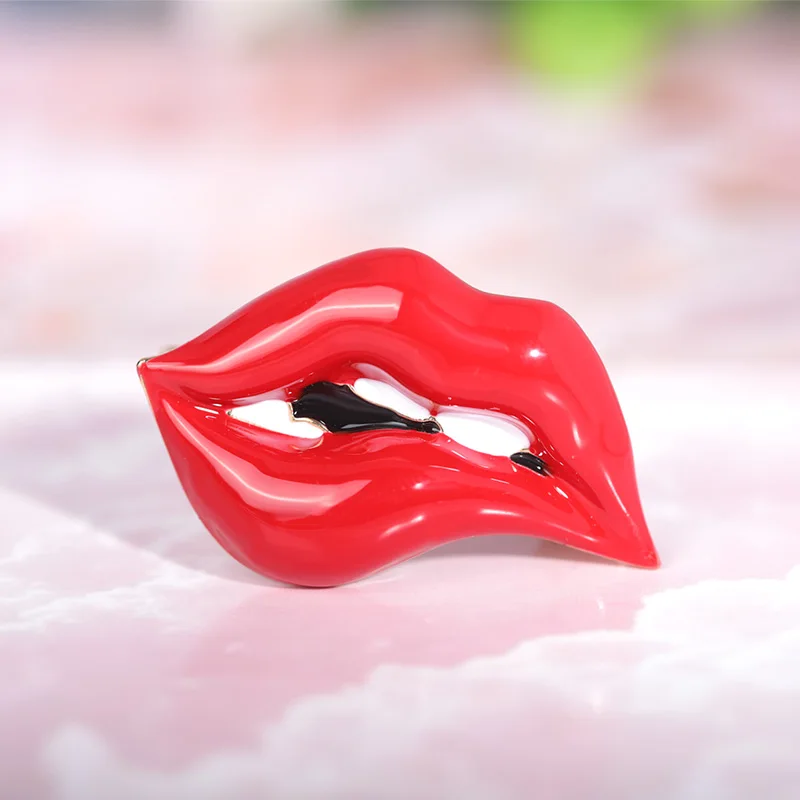 Броши Funmor с красной эмалью в форме губ ювелирные изделия для женщин и мужчин