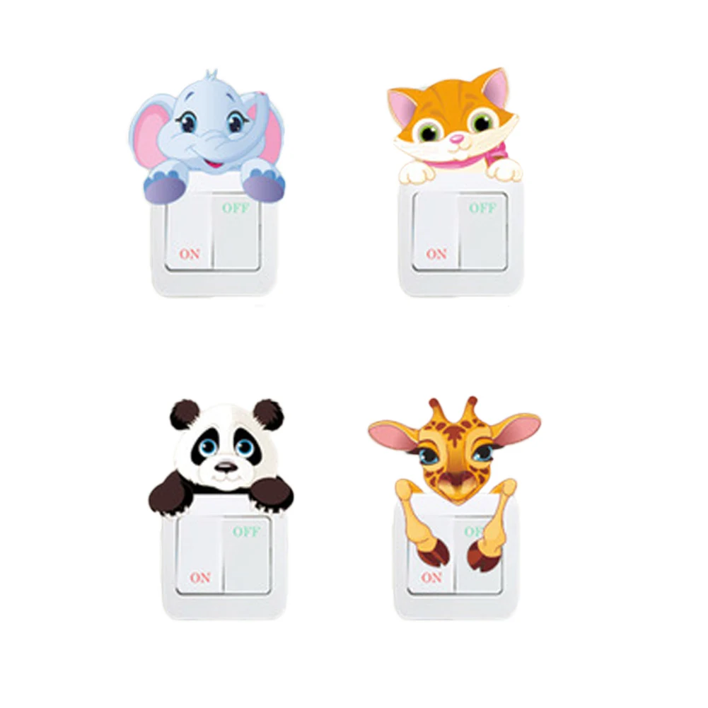 Световая наклейка с изображением слона кошки панды жирафа съемные настенные