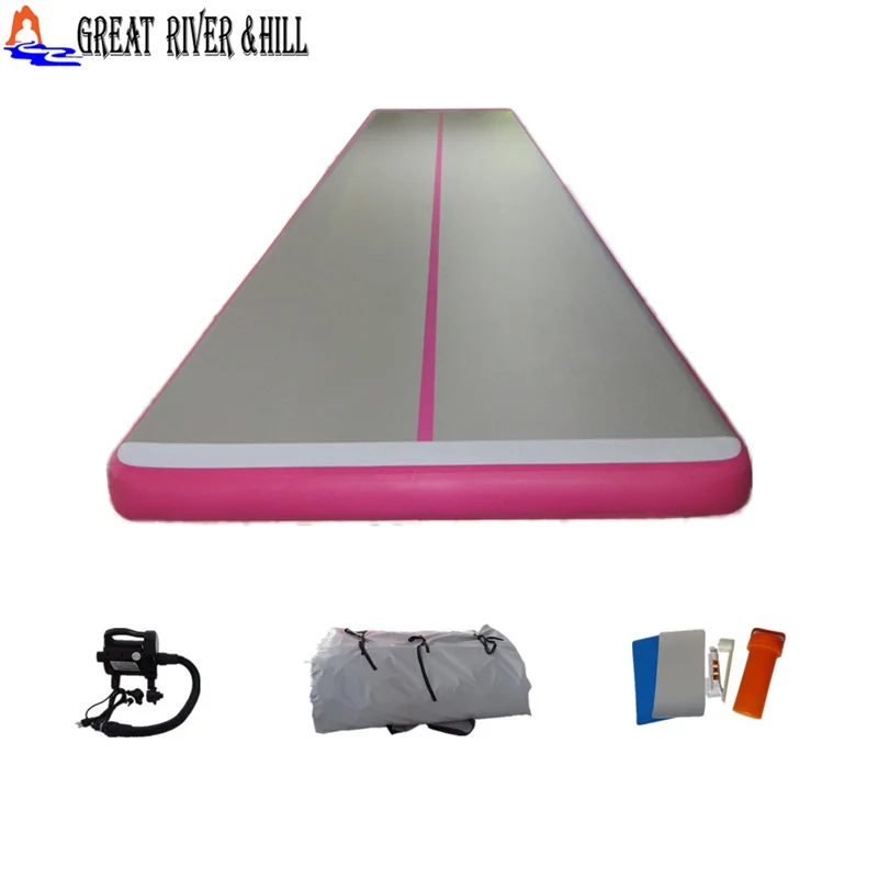 

Great river hill gym mat inflatable air track heavy duty pink 10m x 1.8m x 0.15m