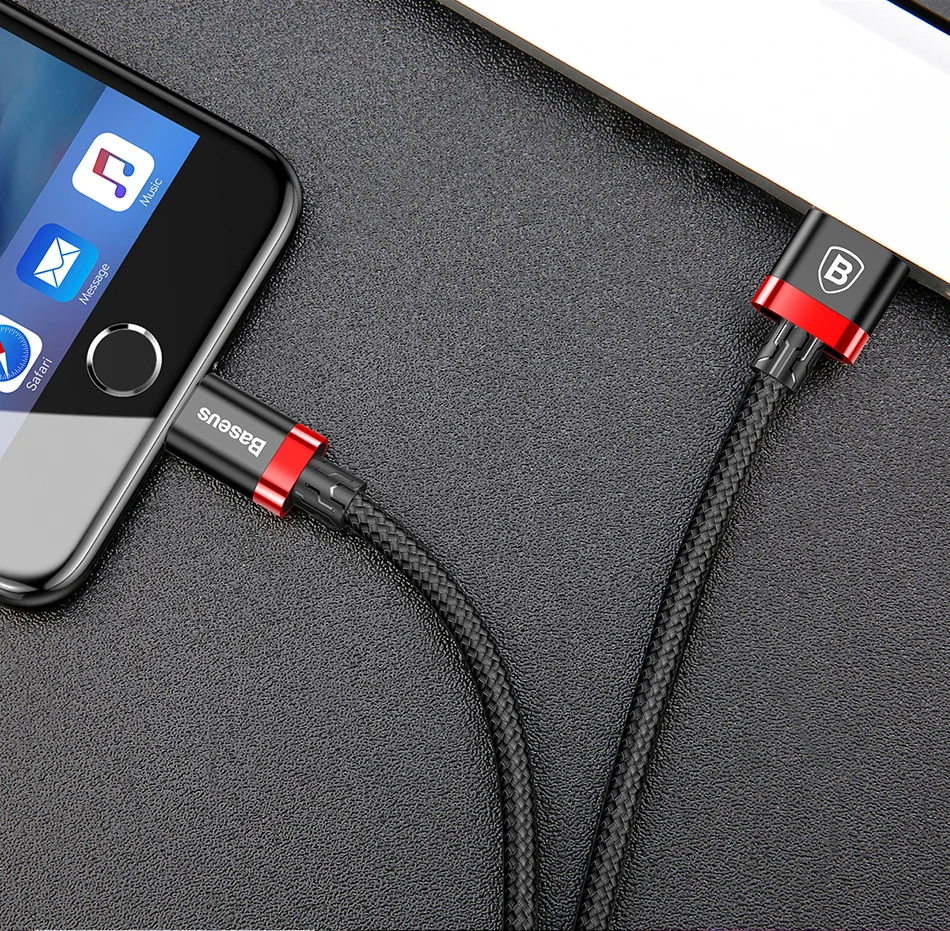 Usb-кабель Baseus 2A для iPhone X, 8, 7, 6, 5, iPad, быстрое зарядное устройство, зарядный кабель для мобильного телефона, кабель для синхронизации данных, металлический usb-кабель