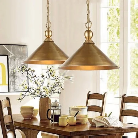 

American Loft Style Pure Copper Vintage Pendant Light Fixtures For Dining Room LED Hanging Lamp Decor Indoor Lighting Lamparas