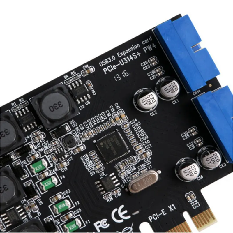 Новый разъем PCI Express на двойной 20 контактный USB 3.0 e X1 2 порта 19pin 3 0 с поддержкой