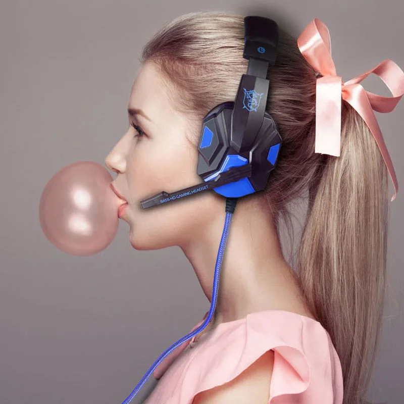Wired Deep Bass Gaming Headphone Over-Ear Gamer Headset Headband with MIC Stereo Earphone Light for Computer PC | Электроника