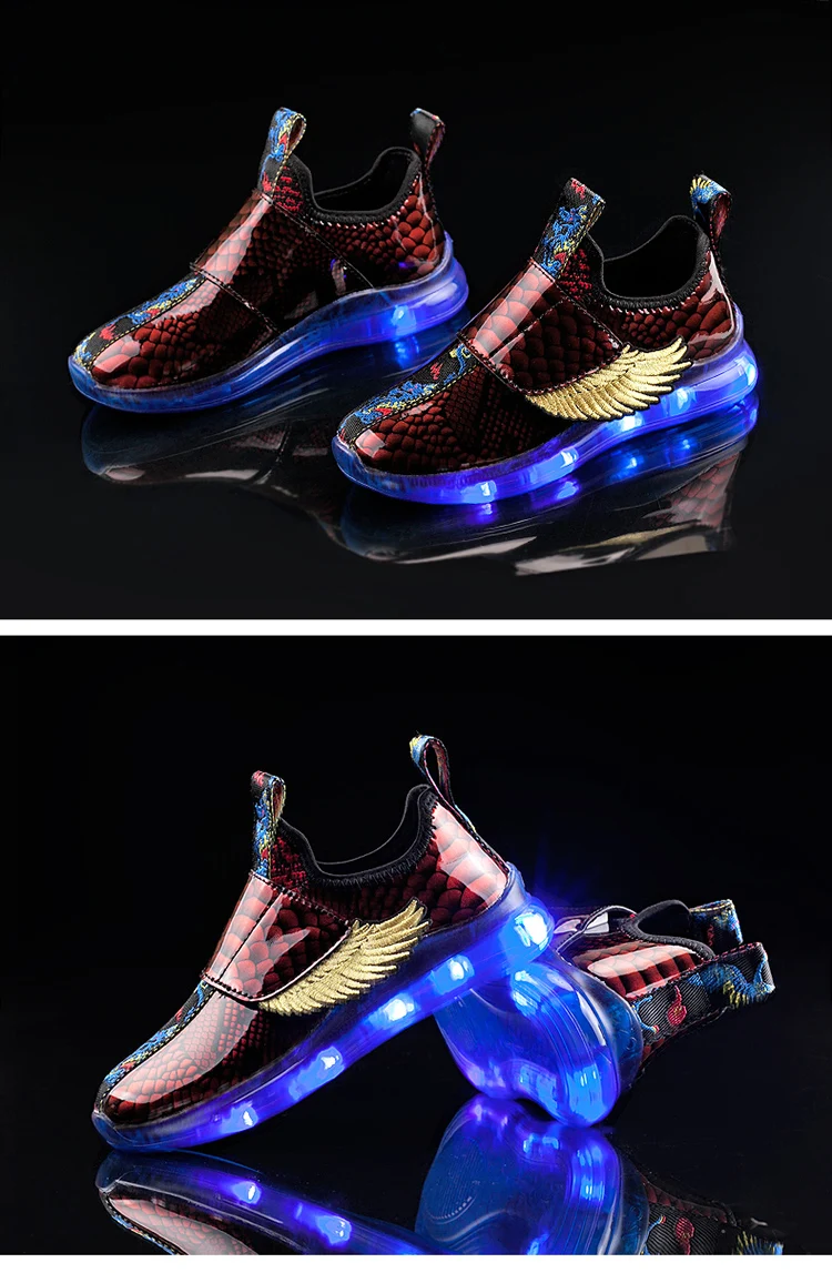 Size 26-37 New Summer Led Fiber Optic Shoes for girls boys USB Recharge glowing Sneakers Man light up shoes High Quality