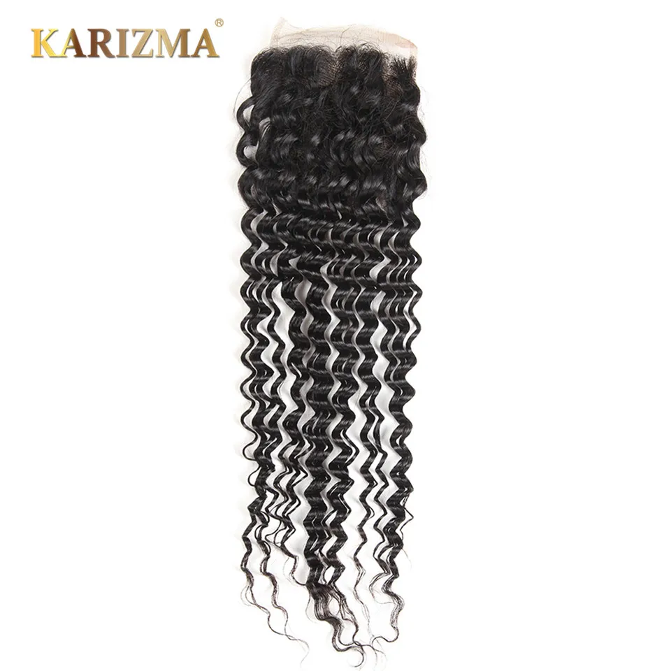 Karizma глубокая волна кружева закрытия 4*4 свободная часть естественного цвета 10 18