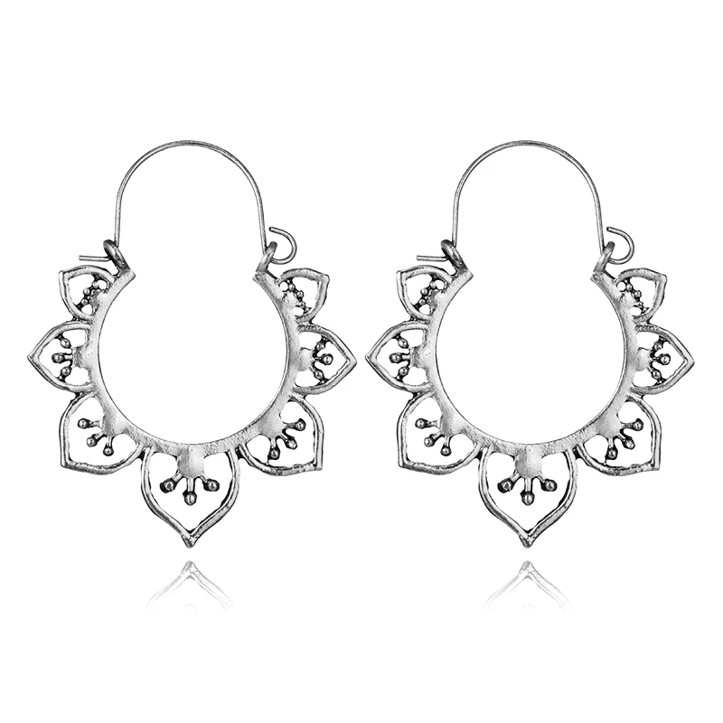 6720-silver Tocona, винтажные, античные, золотые, серебряные, черные, полые, цветочные серьги-кольца из металла, Панк Сплав, серьги Brincos для женщин, ювелирное изделие 5673 - Окраска металла: 6720-silver