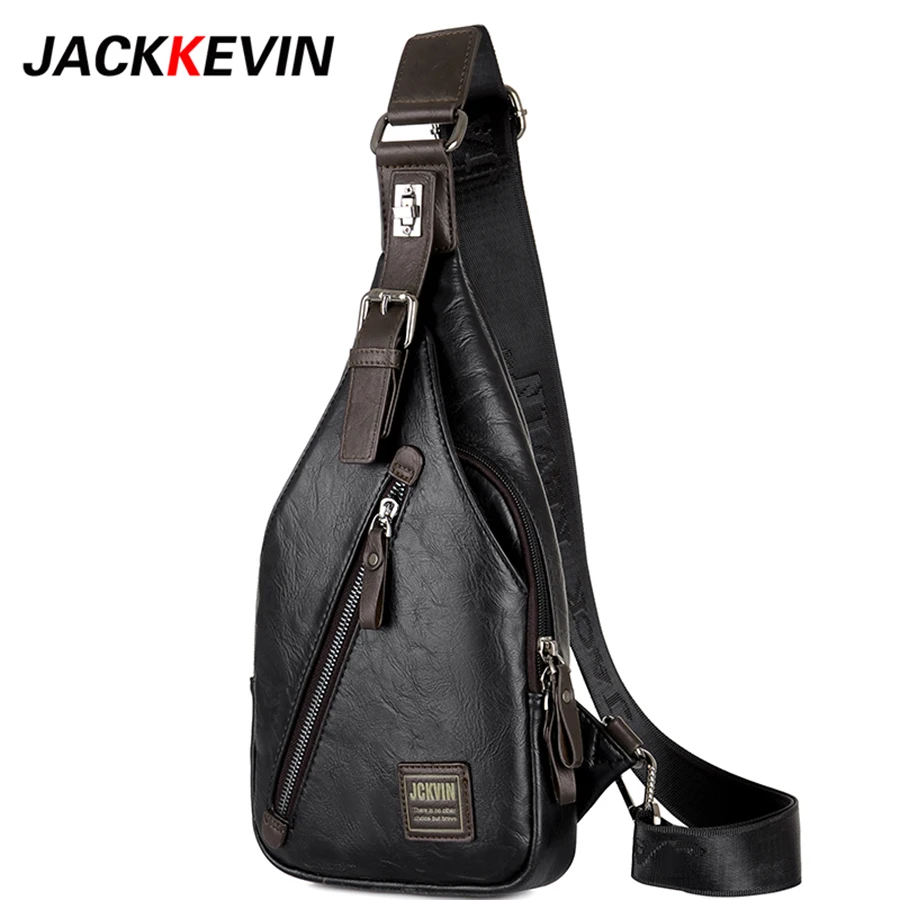 Jackkevin бренд качества Грудь сумка мужчин Anti-Theft Магнитная застежка кожа моды