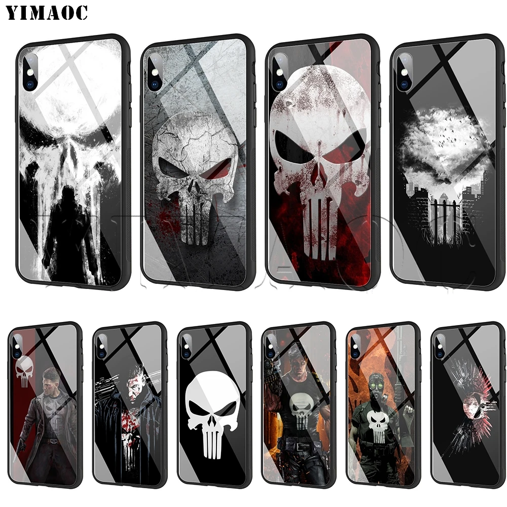 YIMAOC Marvel Каратель чехол из закаленного стекла для iPhone 11 Pro XS MAX XR X 8 7 6 6S Plus