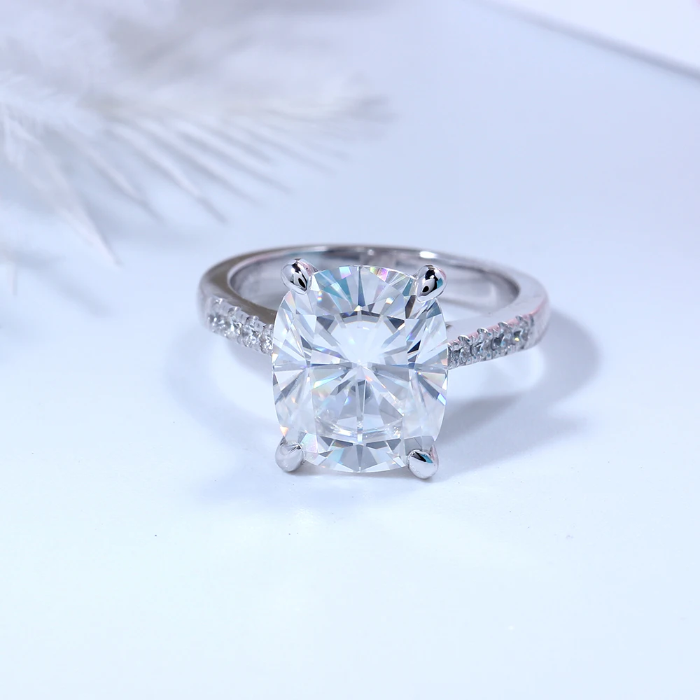 Transgems большой камень 14 K 585 белого золота 5ct карат 9X11 Подушка FG Цвет обручальное кольцо для Для женщин свадебный подарок