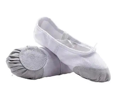 white leather head Парусиновые балетки для танцев; Танцевальная обувь для девочек; Балетные кроссовки для детей; детские танцевальные балетные тапочки; B01 - Цвет: white leather head