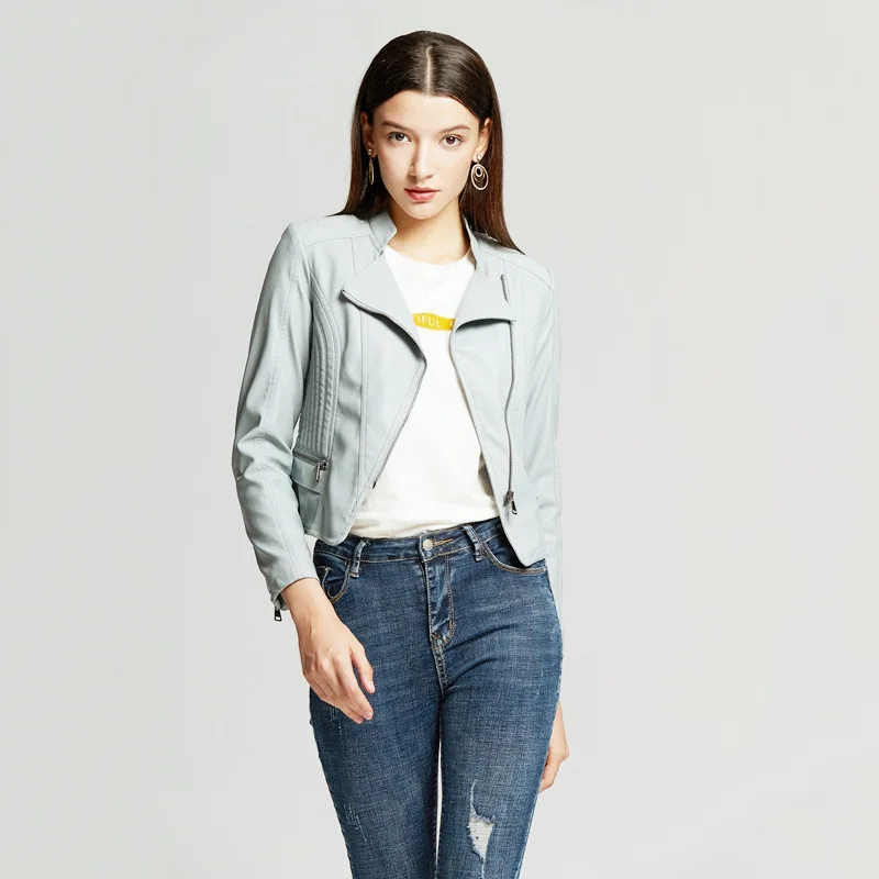 Куртка женская кожаная приталенная в уличном стиле мотоциклетная Готическая