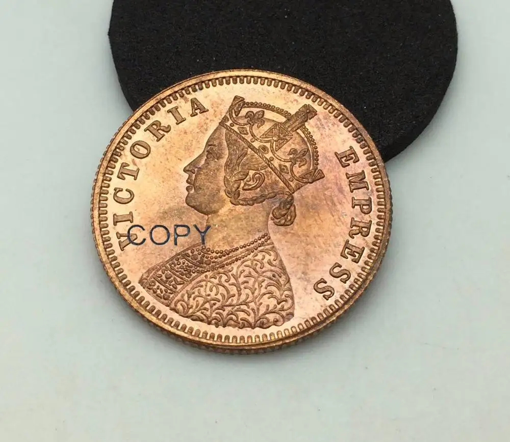 New Products British East India Victoria Empress 1895 Qne Quarter Anna Bikanir State Red Copper Copy Coin Can Receive The Custom | Дом и сад