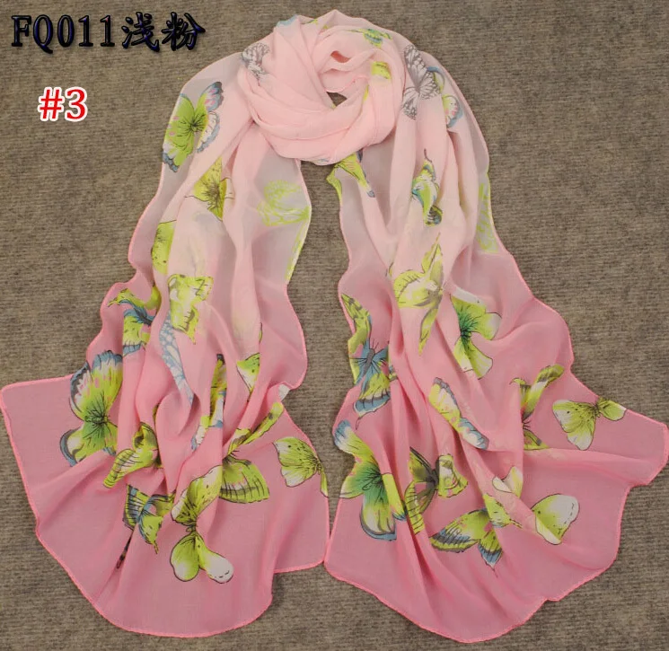 Оптовая продажа 10 шт./лот принт бабочки Цветочный шарф/шали шифоновый красивый