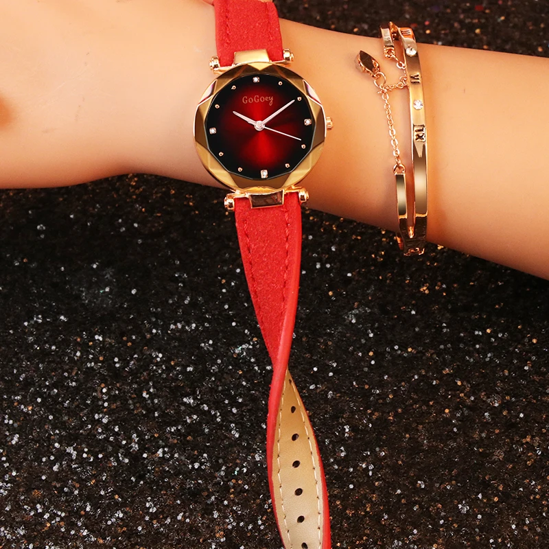 Новые женские часы роскошное платье Relojes Кристалл Gogoey женские элегантные кварцевые наручные часы Mujer из искусственной кожи часы Feminino Relogio