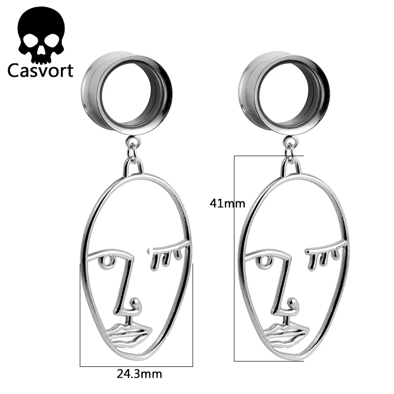Casvort ювелирные изделия для пирсинга, ушные датчики, пробки, туннели из нержавеющей стали, висячие серьги для лица, расширитель, модное ювелирное изделие для подарка