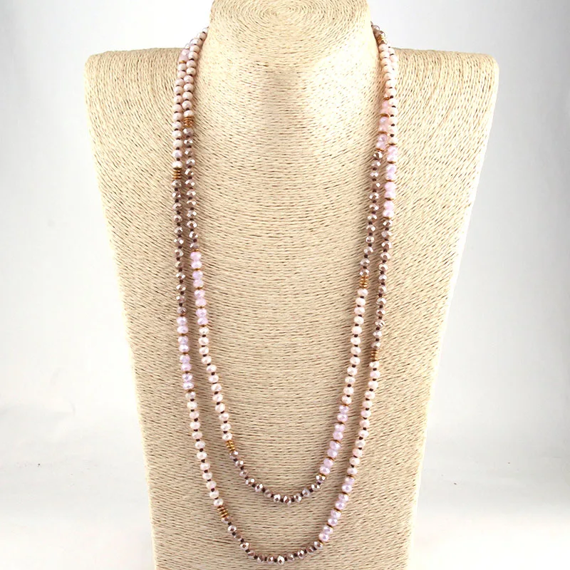 Бесплатная доставка модное ожерелье из 6 мм стекла с узлом и множеством